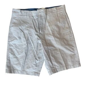 Chaps Mens Flat Front Chino Shorts Light Grey Stone 100% Cotton Size 34 Casual